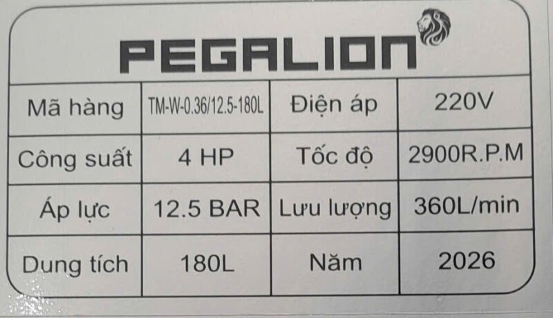 Thong So May 180l 4hp Ap 12.5 Pegalion