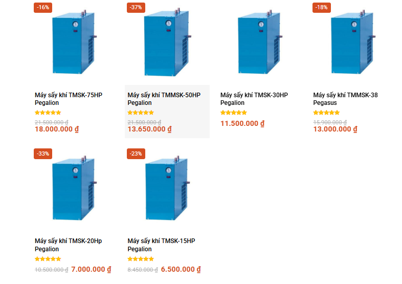 Tổng hợp giá máy nén khí Pegalion 10HP-100HP
